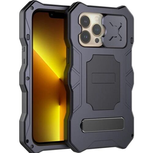 Coque iPhone 13 Pro Max - Antichoc,étanche à l'eau,étanche à la poussière,support en métal - SUNSKY Noir Noir