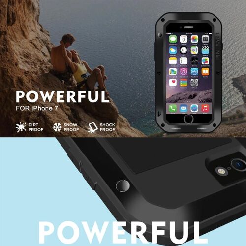 Coque de protection iPhone 7 - Anti-poussière,antichoc,antidérapante,métal - LOVE MEI Noir Noir