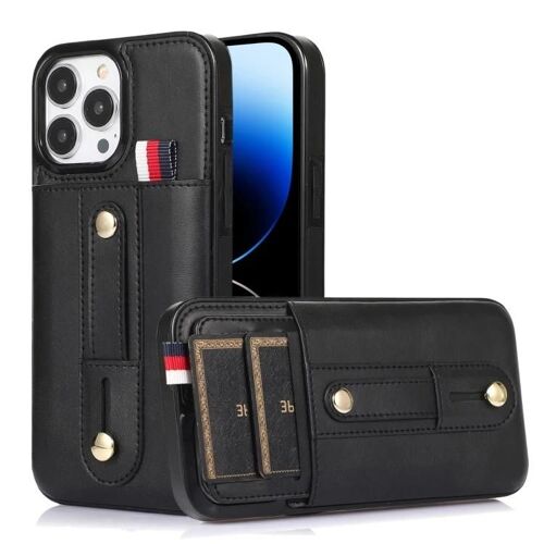 Étui portefeuille en cuir pour iPhone 14 Pro Max - Béquille et bracelet,SUNSKY Noir Noir