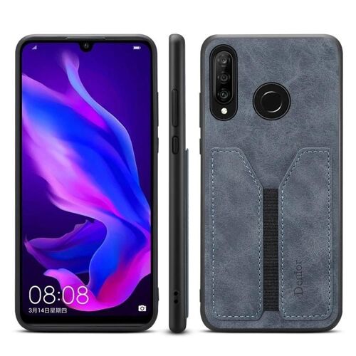 Coque De Téléphone Huawei P30 Lite - Gris Coque Arrière En Pu Avec Fente Pour Carte Élastique Gris