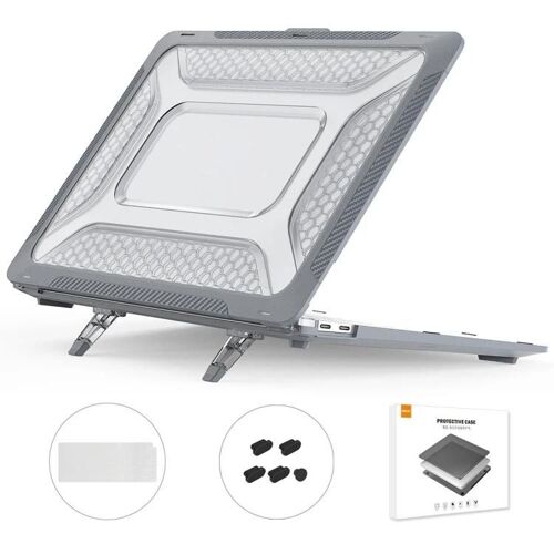 Coque MacBook Air 13.3 - Coque rigide 3-en-1 SUNSKY avec film pour clavier et bouchons anti-poussière,gris US