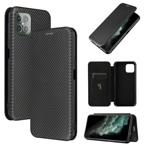 Étui Cubot C30 - Texture En Fibre De Carbone,Tpu + Pc + Cuir Pu,Emplacement Pour Carte,Noir Noir