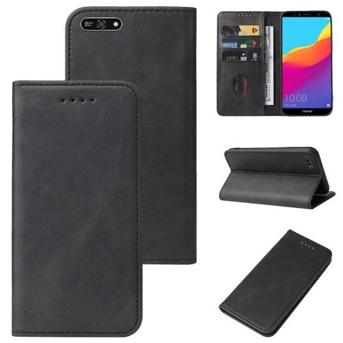 Coque De Téléphone En Cuir Pour Honor 7a Pro - Fermeture Magnétique,Noir Noir