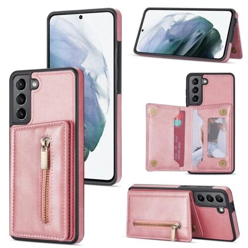 Étui porte-carte à fermeture éclair Samsung Galaxy S22+ 5G - Or rose,SUNSKY Or rose