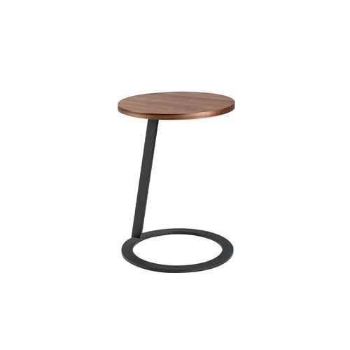 Ángel Cerdá - Table d’appoint ronde d’angle en bois de noyer et acier noir - Table d’appoint moderne et fonctionnelle pour salon - Table auxiliaire polyvalente - 40 x 52 cm