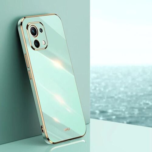 Xiaomi Mi 11 Shockproof Case - Placage 6D Gold Edge TPU,Vert Menthe Vert Menthe