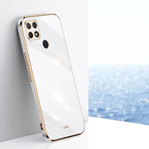Boîtier Antichoc Oppo A15 - Placage 6d Bord Or Tpu,Blanc Blanc