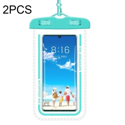 Coque De Téléphone Portable Étanche Transparente - 2 Pcs Macaron Bleu Pour La Natation