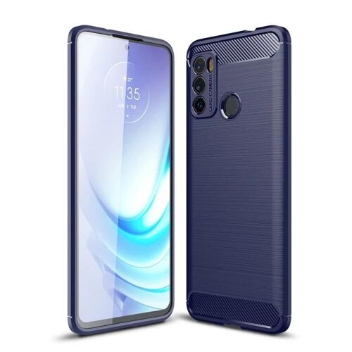 Coque Motorola Moto G60 - Texture Brossée Fibre De Carbone Tpu Housse Bleu