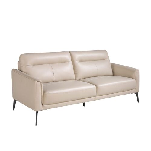 Ángel Cerdá - Canapé 3 places - 192 x 88 x 87 cm, revêtement en cuir gris taupe, design moderne avec structure en pin et pieds en acier - Idéal pour le salon et la décoration d'intérieur, confortable