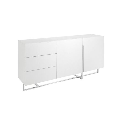 Buffet en bois blanc et acier chromé