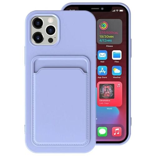 Coque antichoc pour iPhone 11 Pro - Doublure en TPU et flanelle,emplacements pour cartes,violet clair,violet clair