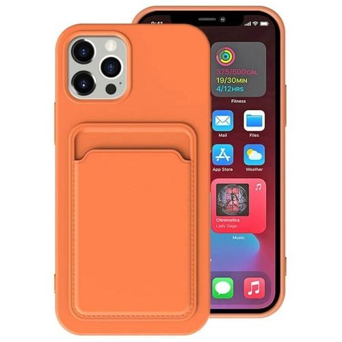 Coque Iphone 12 Mini - Tpu Antichoc Avec Doublure En Flanelle Et Fentes Pour Cartes - Orange Orange