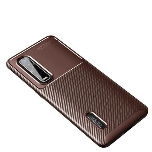 Coque Oppo Realme 7 - Tpu Antichoc Avec Texture En Fibre De Carbone,Brun Brun