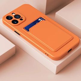 Coque Tpu Pour Iphone 14 Pro Max - Skin Feel,Emplacement Pour Carte,Couleur Orange Orange