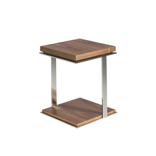 Angel CERDÁ | Table d’appoint carrée avec plateaux en bois de noyer et structure en acier chromé - Style moderne