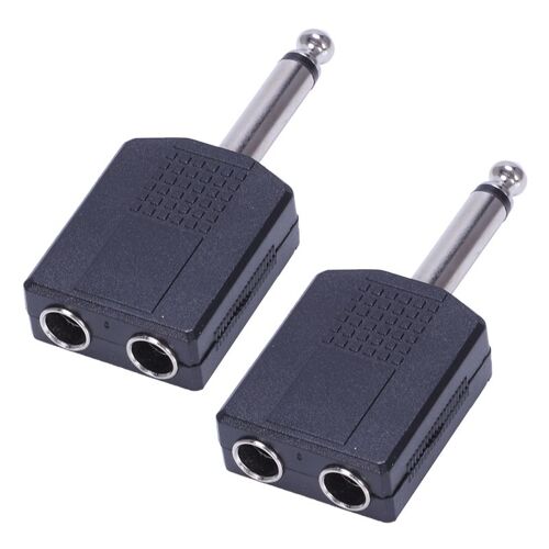 Adaptateur de câble audio mono Y PA, noir, mâle vers femelle, touristes, 6.35 pouces, 1/4 pouces, 2 pièces