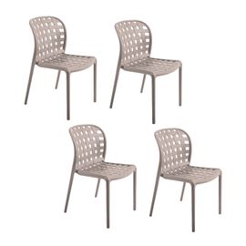 Lot De 4 Chaises De Jardin En Polypropylène Sienne - Gris