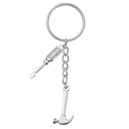 Porte-Clés Bricoleur Outils Marteau Tourne Vis Argenté