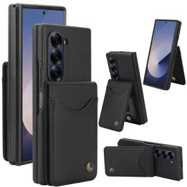 Étui porte-carte à rabat vertical RFID pour Samsung Galaxy Z Fold5 - SUNSKY,cuir,noir noir