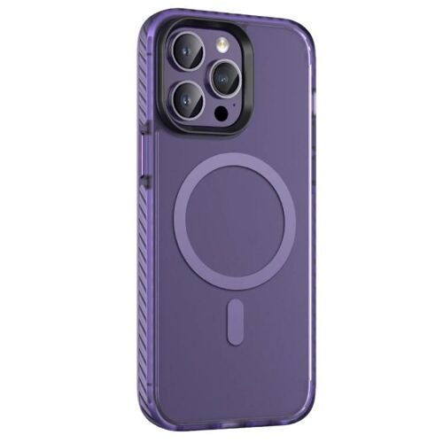 Coque iPhone 13 MagSafe - Semi-transparent Givré Violet Peau Feel Purple