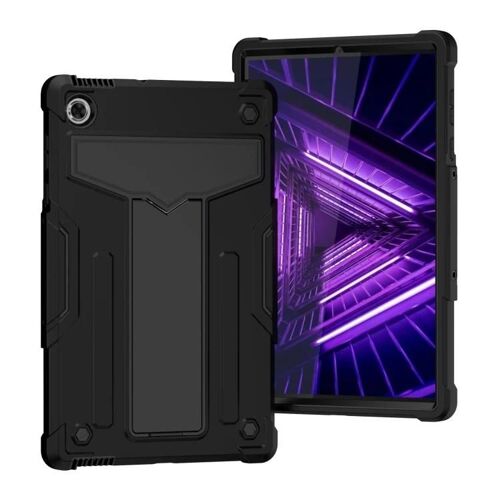Coque Lenovo M10 Plus TB-X606F - Support en T,PC antichoc + silicone noir