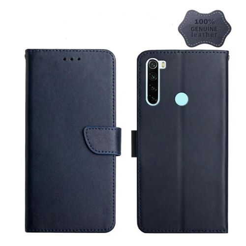 Xiaomi Redmi Note 8 Étui à rabat en cuir - Résistant aux empreintes digitales,bleu bleu