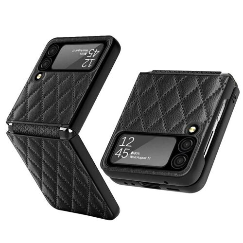 Coque de téléphone Samsung Galaxy Z Flip4 - Charnière en treillis diamant,noir noir