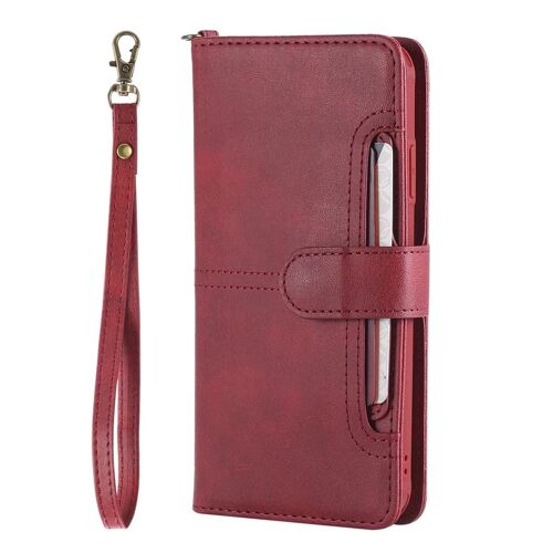 Étui en cuir pour iPhone XS Max - Portefeuille magnétique amovible avec emplacements pour cartes et cadre photo - SUNSKY Rouge Rouge