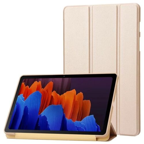 Coque Samsung Galaxy Tab S8+/S7+ - Cuir Silicone 3 Plis,Or Doré
