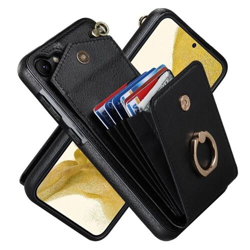 Coque Samsung Galaxy S23 5G - Support d'anneau,Emplacement pour carte RFID,Noir Noir