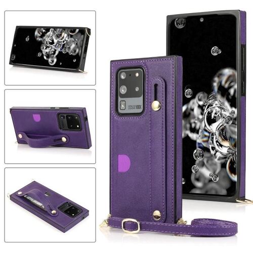 Coque antichoc Samsung Galaxy S20 Ultra - PU + TPU,cordon et emplacement pour carte,violet violet