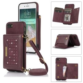 Coque en cuir pour iPhone 6 Plus - Protection RFID,design à trois volets,rouge