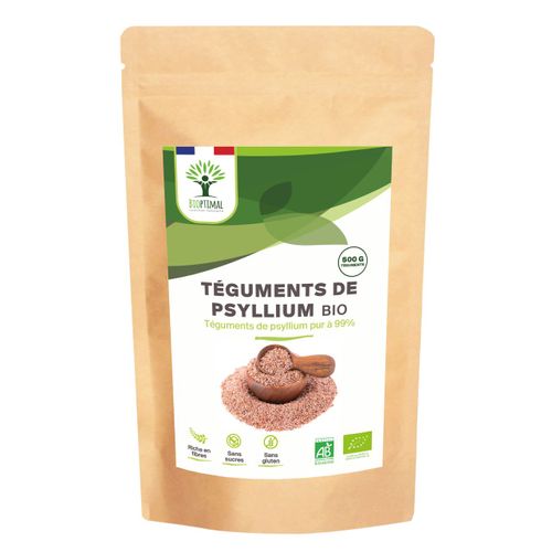 Téguments De Psyllium - Husk Raw - Digestion Transit Cholestérol - Origine Inde - Fabriqué En France - Certifié Ecocert - Vegan - 500g 