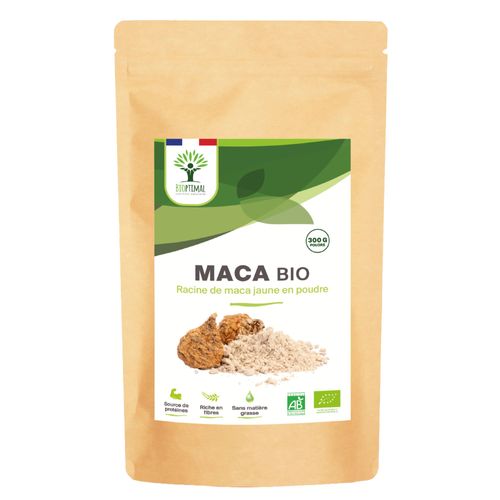 Maca Bio - Racine De Maca Jaune En Poudre - Origine Pérou - Énergie Libido Fertilité - Qualité Premium - 100% Pur - Conditionné En France - Vegan - 300g 