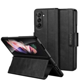 Coque de téléphone en cuir à rabat magnétique pour Samsung Galaxy Z Fold5 - Noir Noir