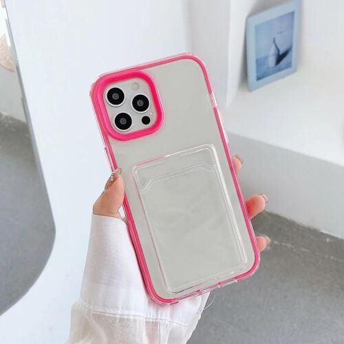 Coque antichoc pour iPhone 11 - 360 Couverture complète PC + TPU,emplacement pour carte,rose rouge rose