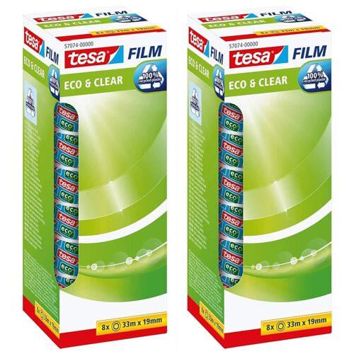 Tesa Lot De 2 Packs Eco 8 Films Rubans Adh¿Sif Eco & Clear 19 Mm X 33 M