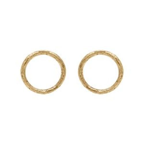 Boucles D'oreilles Tige Acier Doré Cercle Diamanté