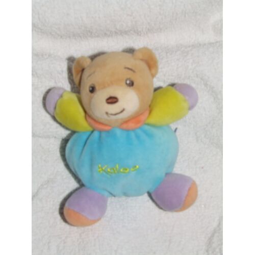 Ours Ourson Boule Kaloo Bleu Mauve Jaune 12 Cm