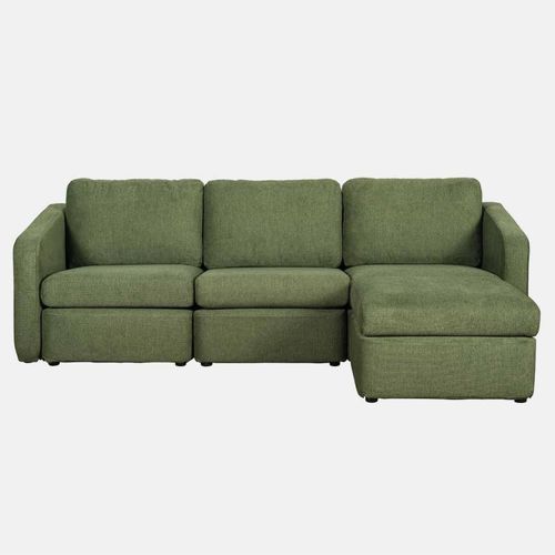 Konekt - Canapé Modulable 3 Places Vert Avec Pouf