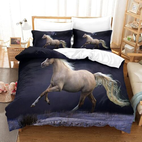 Housse De Couette Motif Imprim¿¿ Horse D ,En Parure De Lit Avec Housse De Couette Et Taies D'oreiller,Fermeture ¿¿Clair,Doux Microfibre Hypoallerg¿¿Niquesingle£¿Xcm£©