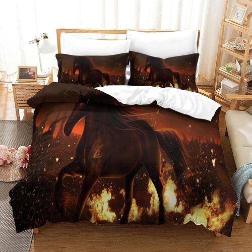 Housse De Couette Motif Imprim¿¿ Horse D ,En Parure De Lit Avec Housse De Couette Et Taies D'oreiller,Fermeture ¿¿Clair,Doux Microfibre Hypoallerg¿¿Niquedouble£¿Xcm£©