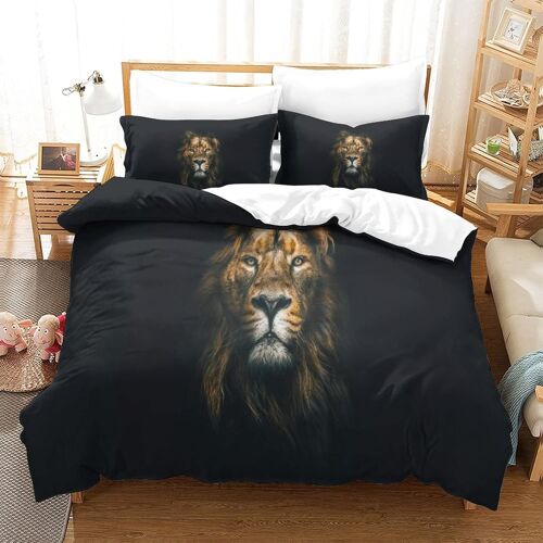 Housse De Couette Motif Imprim¿¿ Lion D ,En Parure De Lit Avec Housse De Couette Et Taies D'oreiller,Fermeture ¿¿Clair,Doux Microfibre Hypoallerg¿¿Niquesingle£¿Xcm£©