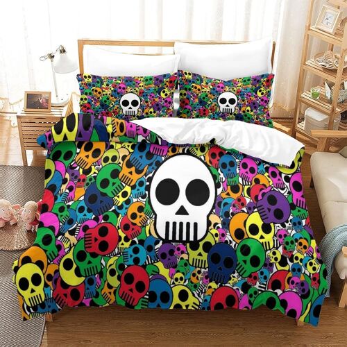 Parure De Lit D Avec Housse De Couette Et Taies D'oreiller Skeleton Motif Imprim¿¿ - Pour Enfants Et Adultes - En Microfibre - Avec Fermeture ¿¿Clair - Doux Et Durableking£¿Xcm£©