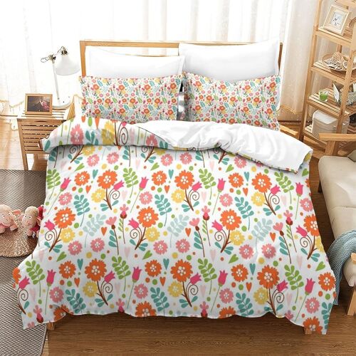 Housse De Couette Motif Imprim¿¿ Floral Pattern D ,En Parure De Lit Avec Housse De Couette Et Taies D'oreiller,Fermeture ¿¿Clair,Doux Microfibre Hypoallerg¿¿Niquesingle£¿Xcm£©
