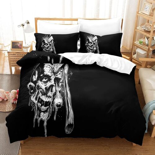 Parure De Lit D Avec Housse De Couette Et Taies D'oreiller Skeleton Motif Imprim¿¿ - Pour Enfants Et Adultes - En Microfibre - Avec Fermeture ¿¿Clair - Doux Et Durableking£¿Xcm£©