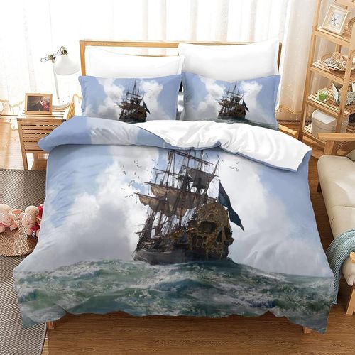 Housse De Couette Motif Imprim¿¿ Ship At Sea D ,En Parure De Lit Avec Housse De Couette Et Taies D'oreiller,Fermeture ¿¿Clair,Doux Microfibre Hypoallerg¿¿Niquedouble£¿Xcm£©