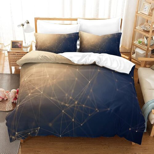Housse De Couette Motif Imprim¿¿ Geometric Line D ,En Parure De Lit Avec Housse De Couette Et Taies D'oreiller,Fermeture ¿¿Clair,Doux Microfibre Hypoallerg¿¿Niquesingle£¿Xcm£©