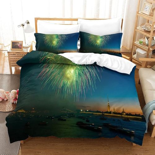 Housse De Couette Fireworks Imprim¿¿ Housse De Couette Doux Hypoallerg¿¿Nique Parure De Lit Microfibre Avec Fermeture ¿¿Clair Housse Couette Pour Adultes Et Enfantssingle£¿Xcm£©